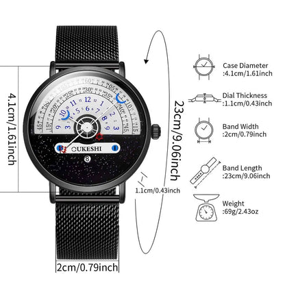 Men’s Fashion Mesh Band Quartz Watch — Business Wristwatch with Calendar Reloj Hombre