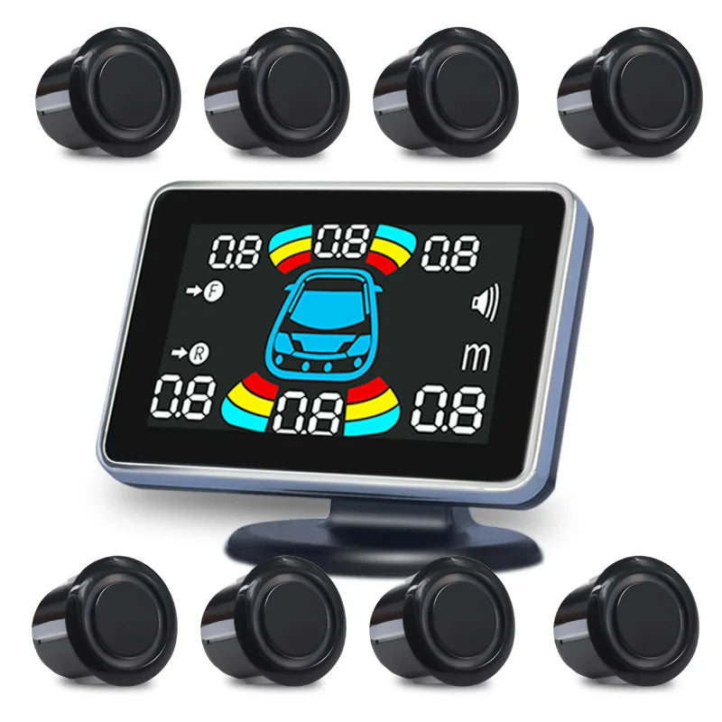 8-Channel Car Parking Sensor – Parktronic Reverse Backup Radar, Rear Auto Detector with Buzzer Assistance Kit
