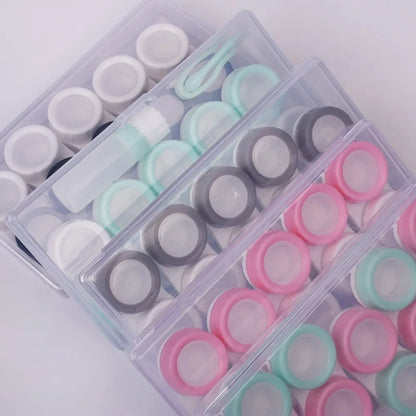 5-Pack Macaron Contact Lens Case Set – Dual Storage Display Box Travel Kit Portable Lens Holder for Easy Carrying