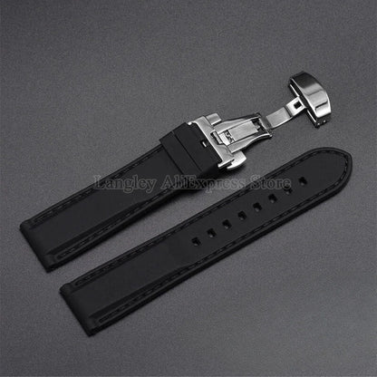 Rubber Watch Band 18/20/22/24mm — Quick Release Silicone Bracelet for Seiko, Men & Women, Sport Waterproof with Butterfly Buckle