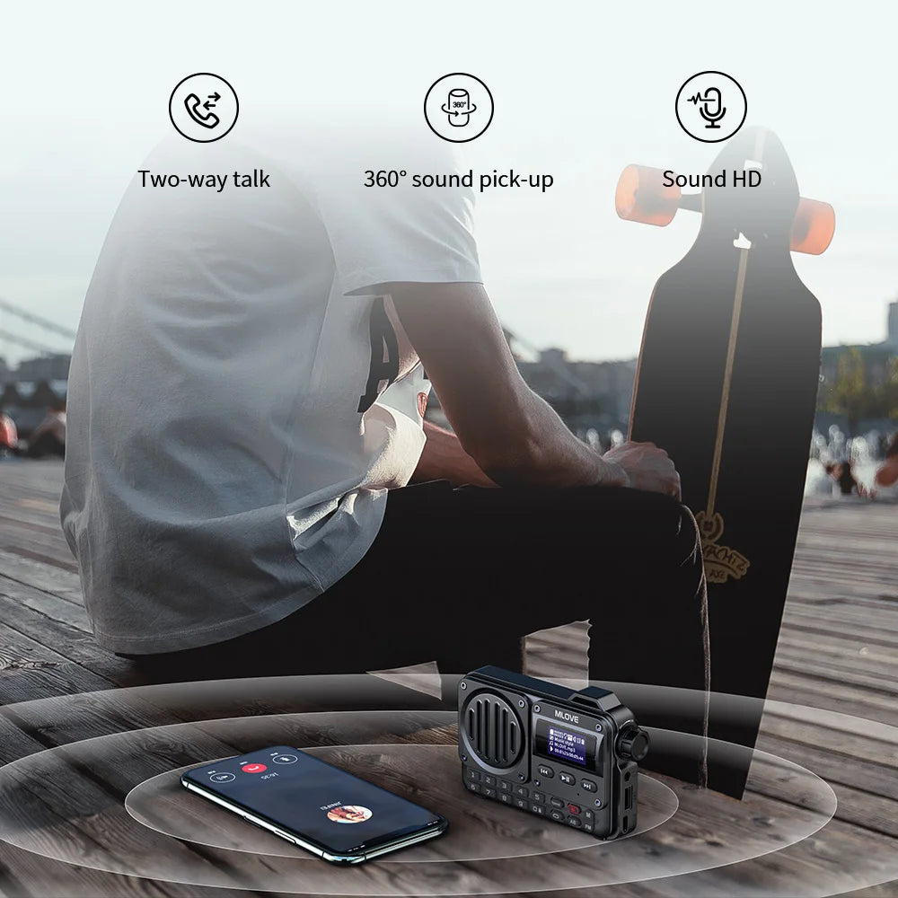 MLOVE BV800 Bluetooth Speaker - Portable Wireless Speaker with FM Radio MP3 Player & LCD Display