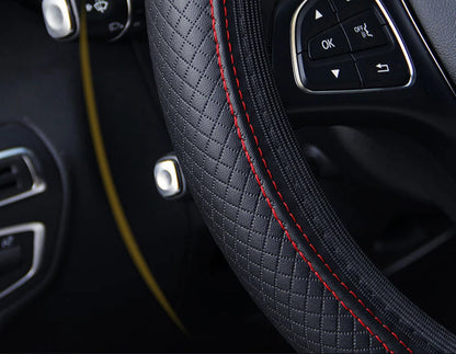 Universal Car Steering Wheel Cover - Microfiber Leather, Anti-Slip & Breathable, Fits 37-39cm Steering Wheels
