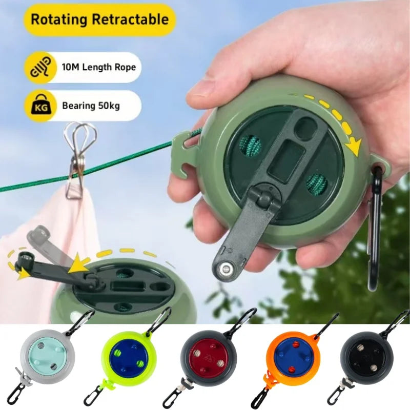10M Retractable Clothesline — Portable Outdoor Travel & Windproof Laundry Drying Rack for Camping & Home