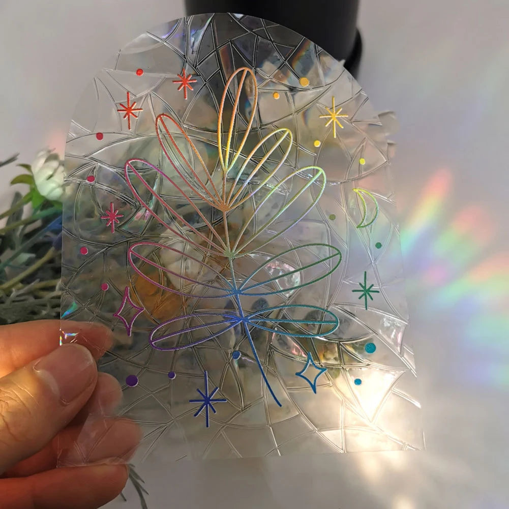 3D Rainbow Sun Catcher Window Film Sticker – Self-Adhesive PVC Light Catching Wall & Glass Decal for Home Decor & Motorcycle Styling
