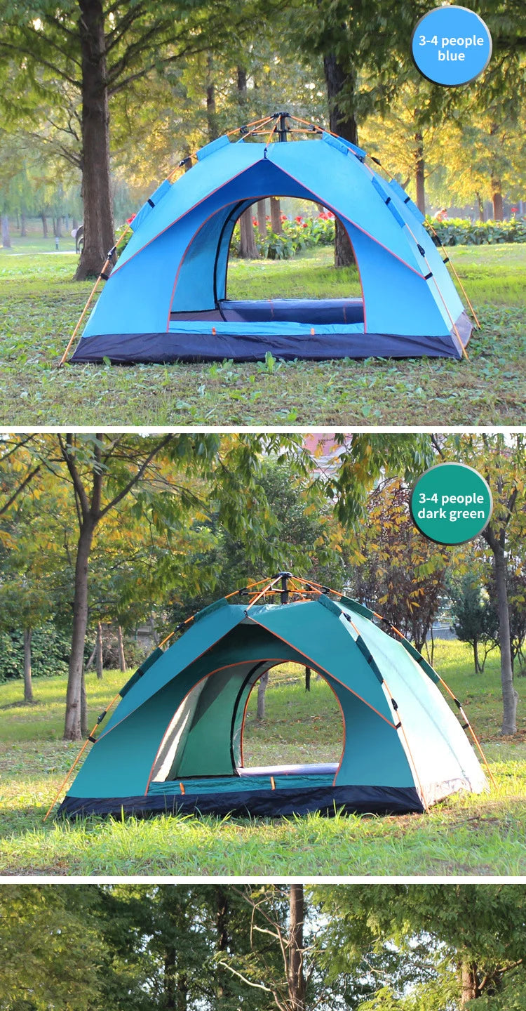 Outdoor Folding Tent – Fully Automatic Quick Open, 3-4 Person Self-Driving Camping Tent, Rain & Sun Proof, Portable