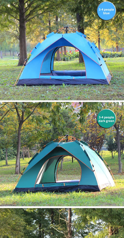 Outdoor Folding Tent – Fully Automatic Quick Open, 3-4 Person Self-Driving Camping Tent, Rain & Sun Proof, Portable
