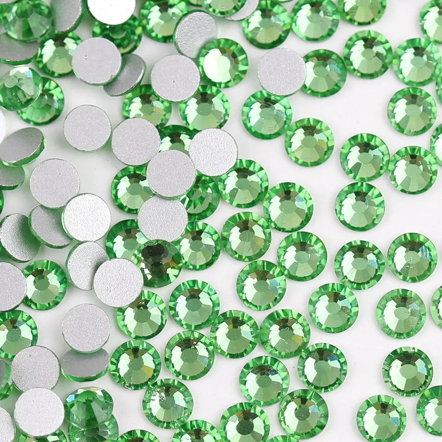Glass Crystal Flatback Rhinestones Set SS6–SS30 – Non-Hotfix Round Glue-On Gems for Nail Art, DIY Crafts & Jewelry Decoration