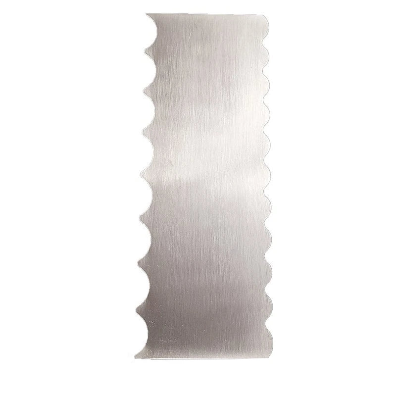 LMETJMA 10" Stainless Steel Cake Scraper – Double-Sided Patterned Edge Smoother & Pastry Cutter JT160