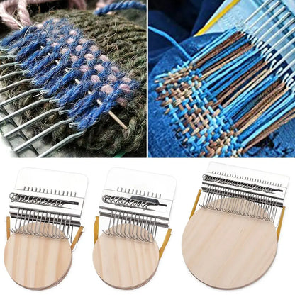DIY Mini Weaving Loom - Metal Stitching Tool for Creative Darning, Mending & Textile Crafts
