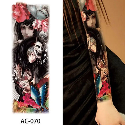 16 Designs Full Arm Temporary Tattoo Sleeves - Waterproof Body Art Stickers for Men & Women Fashion Style