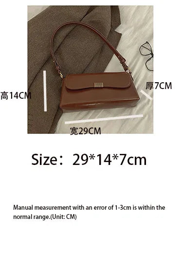 Retro Underarm Bag for Women – New Autumn Winter Fashion, Solid Color PU Leather Handbag, Casual Commuter Single Shoulder Bag