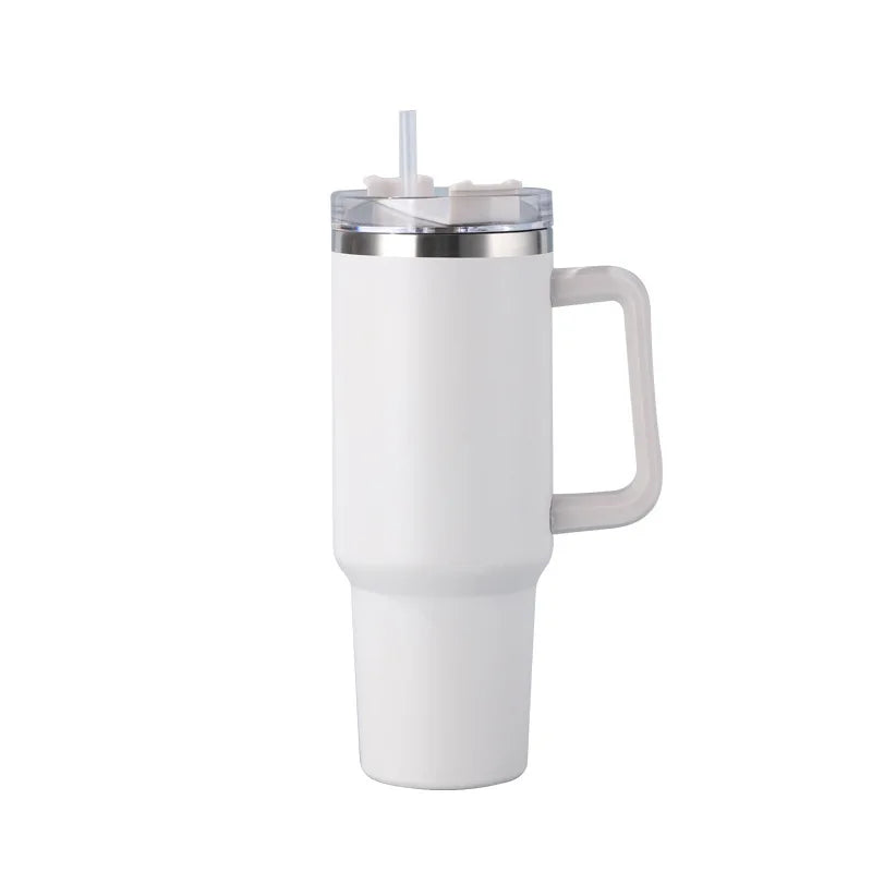 40oz Stainless Steel Insulated Water Bottle with Handle – Cold-keeping Tumbler with Lid, Straw, and Mug for Summer Outdoor Activities