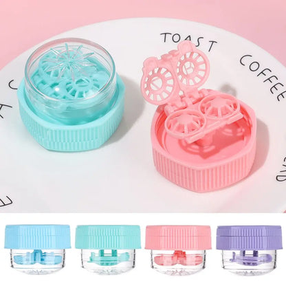 Portable Rotatable Contact Lens Cleaner Case – Manual Cleaning & Storage Container, Plastic Eyewear Accessories Holder for Travel