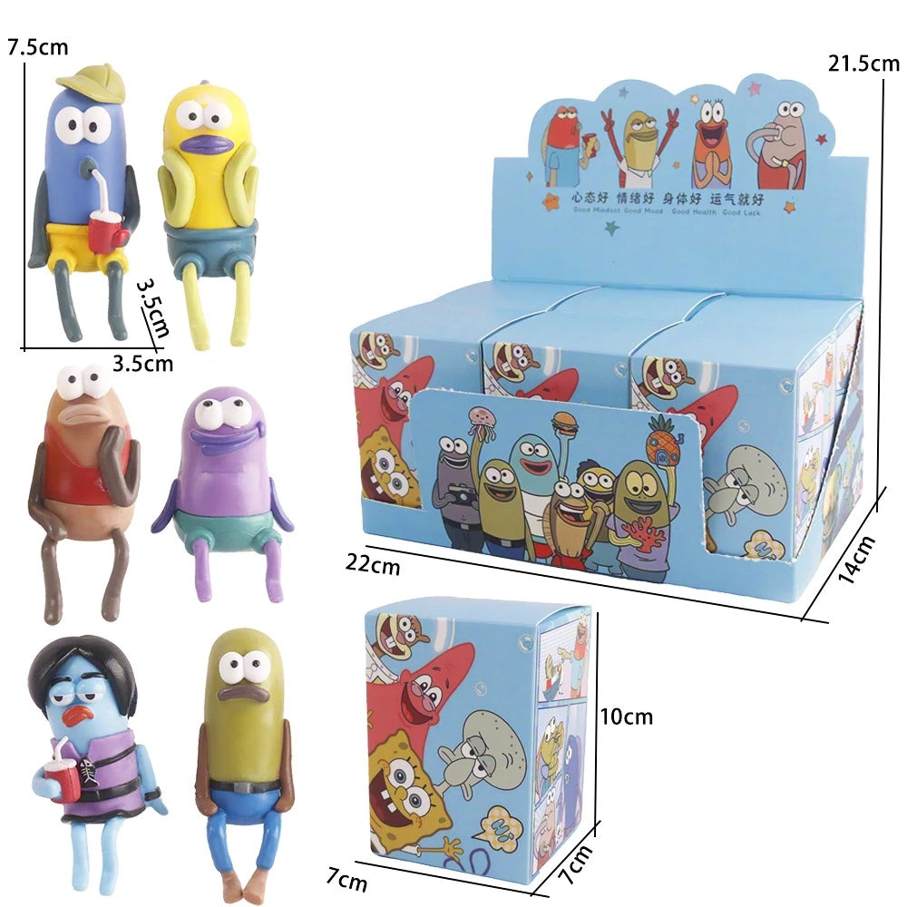 SpongeBob Blind Box Figure - Bikini Bottom Sitting Fish Car Ornament & Cute Desktop Collectible Gift