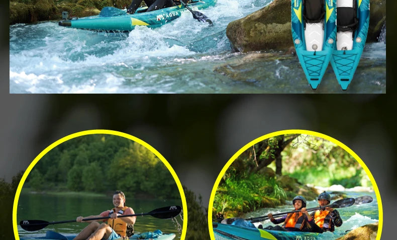 AQUA MARINA STEAM Inflatable Sport Kayak – 1-2 Person PVC Canoe Dinghy Raft with Pump, Seat & Drop Stitch Floor