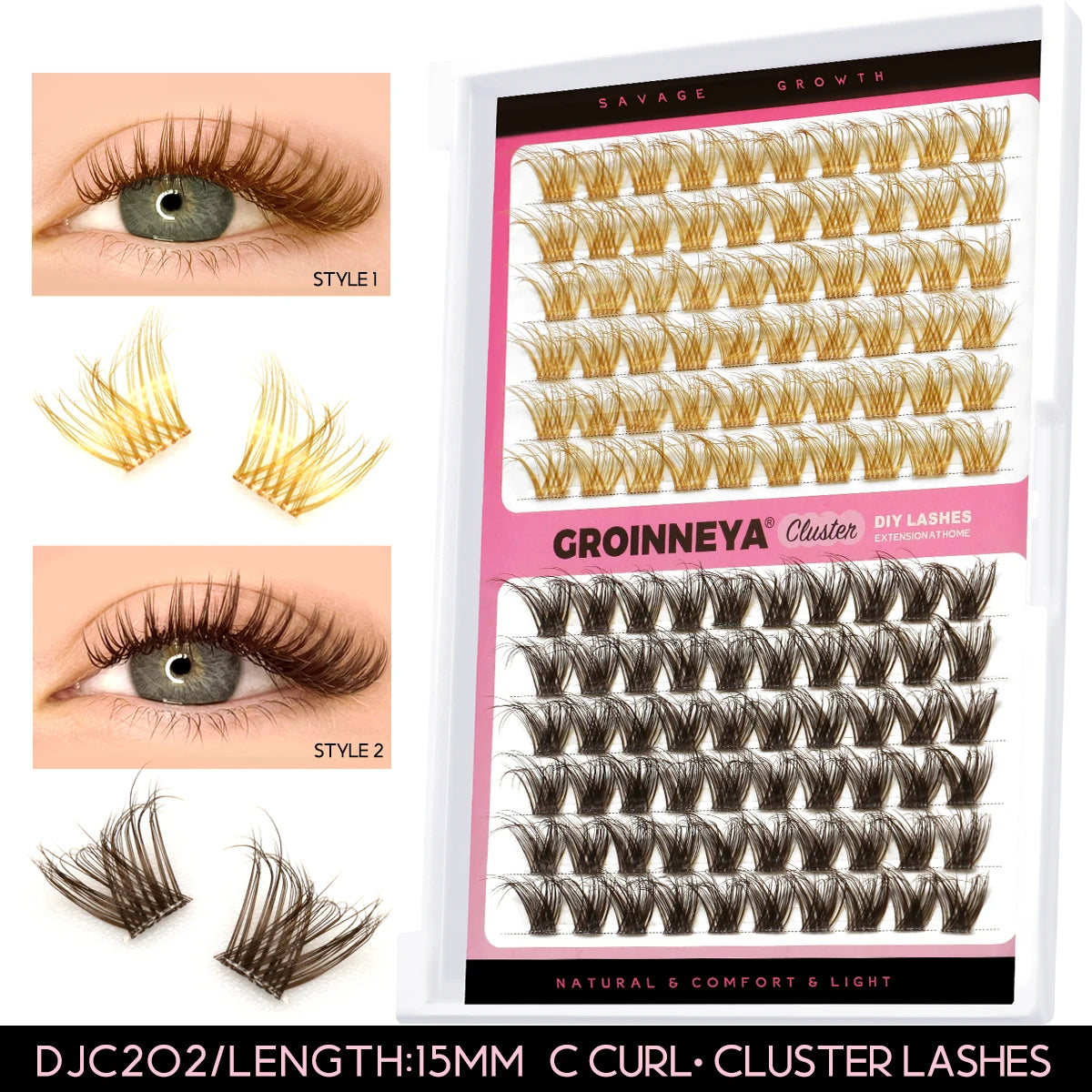 Lash Clusters Extension Kit – Fake Eyelashes Set with Lash Bond, Seal, and Applicator Tool for Makeup