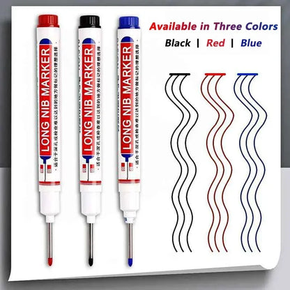 20mm Deep Hole Marker Pen Tips - Long Nib Waterproof Markers for Metal, Woodworking & Bathroom Decoration