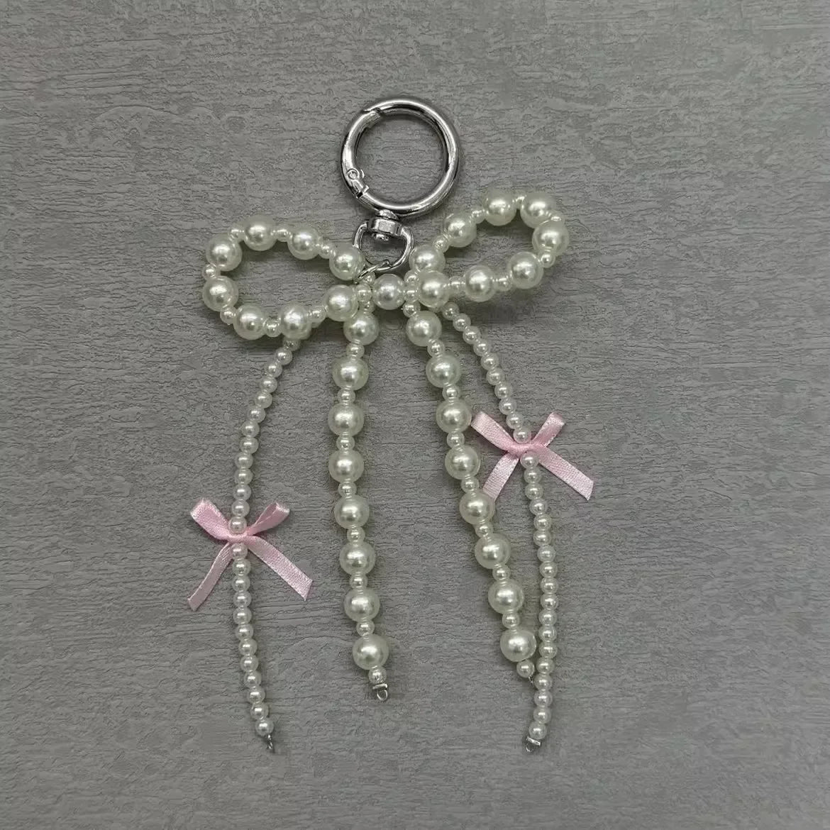 2026 Y2K Pearl Bow Heart Keychain – Cute Aesthetic Bag Charm Keyring Accessory for Girls