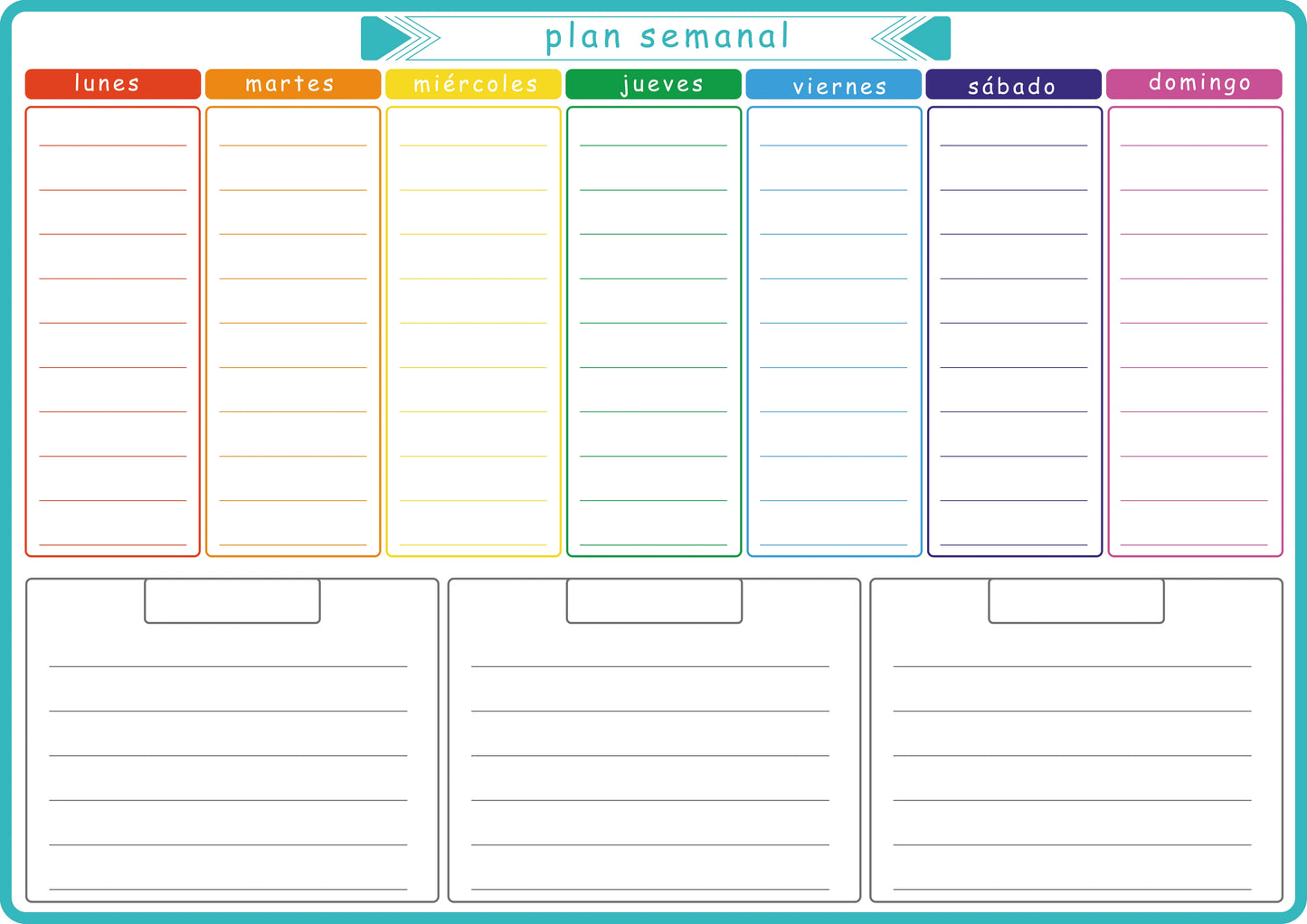 A3 Dry Erase Whiteboard Fridge Calendar – Weekly & Monthly Planner in Spanish, French, English