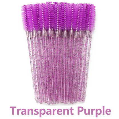ANNAFRIS 50PCS Disposable Eyelash Brushes - Soft Crystal Lash Extension & Eyebrow Makeup Mascara Wands