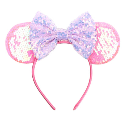 Disney Cartoon Mouse Ears Headband - Sequin Bow Hair Accessory for Girls, Birthday Parties & Cosplay