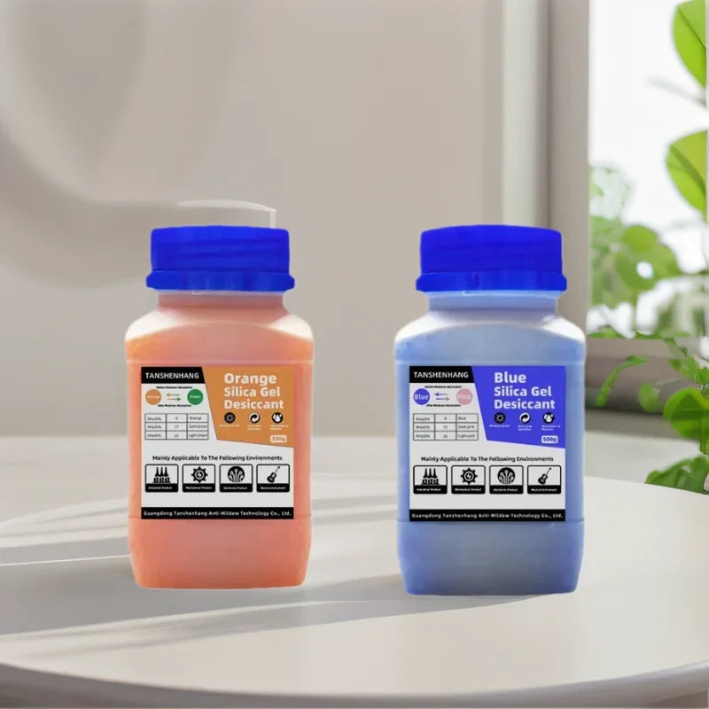 Blue/Orange Waterproof Silica Gel Beads — 500g Reusable Moisture Absorber & Electronic Product Desiccant
