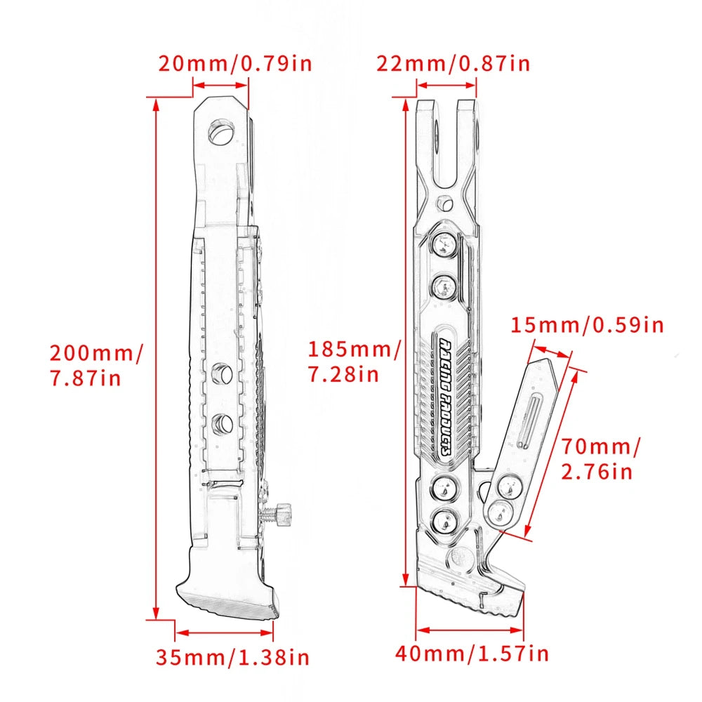 Metal Motorcycle Side Kickstand - Heavy Duty Foot Bracket Parking Stand for Stable Motorbike Support