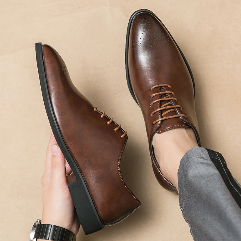 Luxury Men’s Leather Oxford Dress Shoes – High-Quality Gentleman Wedding & Office Shoes 2024