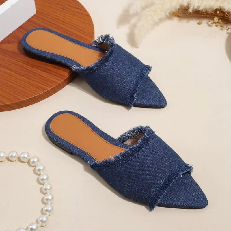 Women’s Summer Flats & Cowboy Sandals – Pointed Toe Flip Flops Casual Beach Dress Shoes