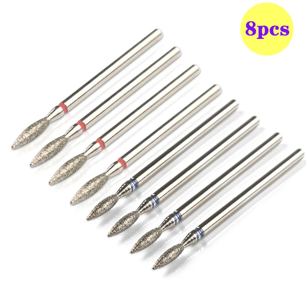 8pcs Diamond Nail Drill Bit Set - Rotary Electric Milling Cutters for Pedicure, Manicure, Cuticle Burr & Nail Tools Accessories