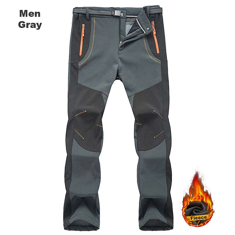 LNGXO Men’s Fleece Hiking Pants – Thick Warm Winter Waterproof & Windproof Soft Shell Ski, Trekking, and Camping Trousers