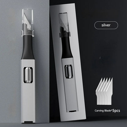 DIY Pen Carving Knife - 5 Interchangeable Horseshoe Art Blades Craft Cutting Tool