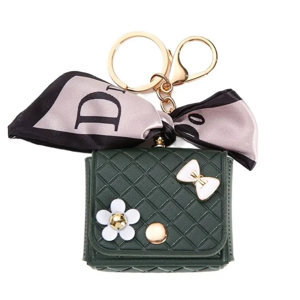 25cm Leather Earphone Storage Bag - Mini Keychain Pendant Bluetooth Headset Case Cover