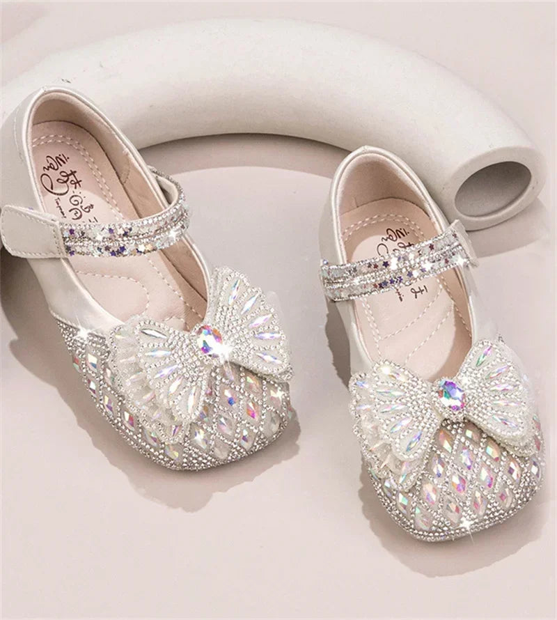 Sweet Bow Princess Shoes - Lightweight Shiny Crystal Flats for Baby Girls & Toddlers