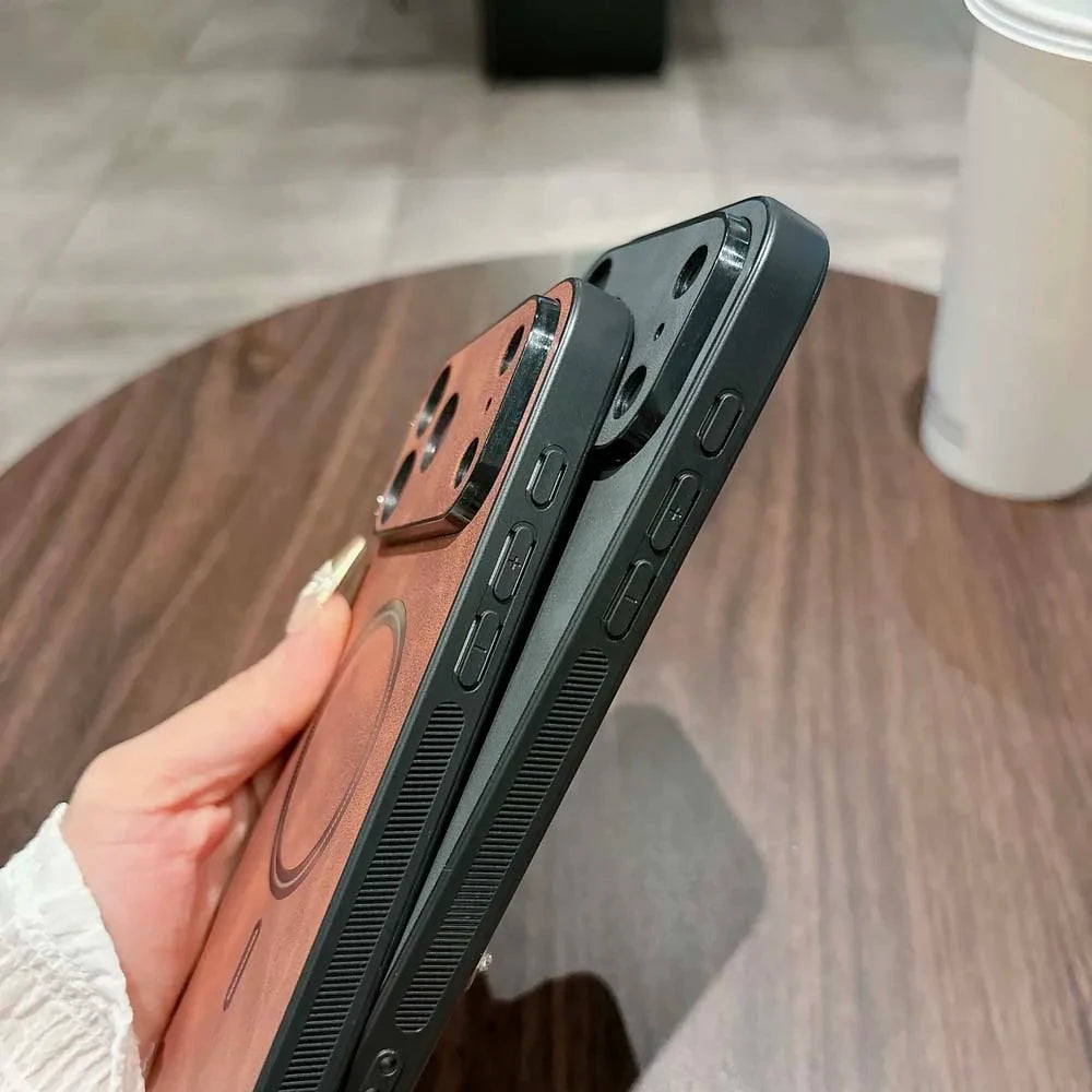 MagSafe Leather Shockproof Phone Case - Magnetic Wireless Charging Cover for iPhone 11, 12, 13, 14, 15, 16 & 17 Series