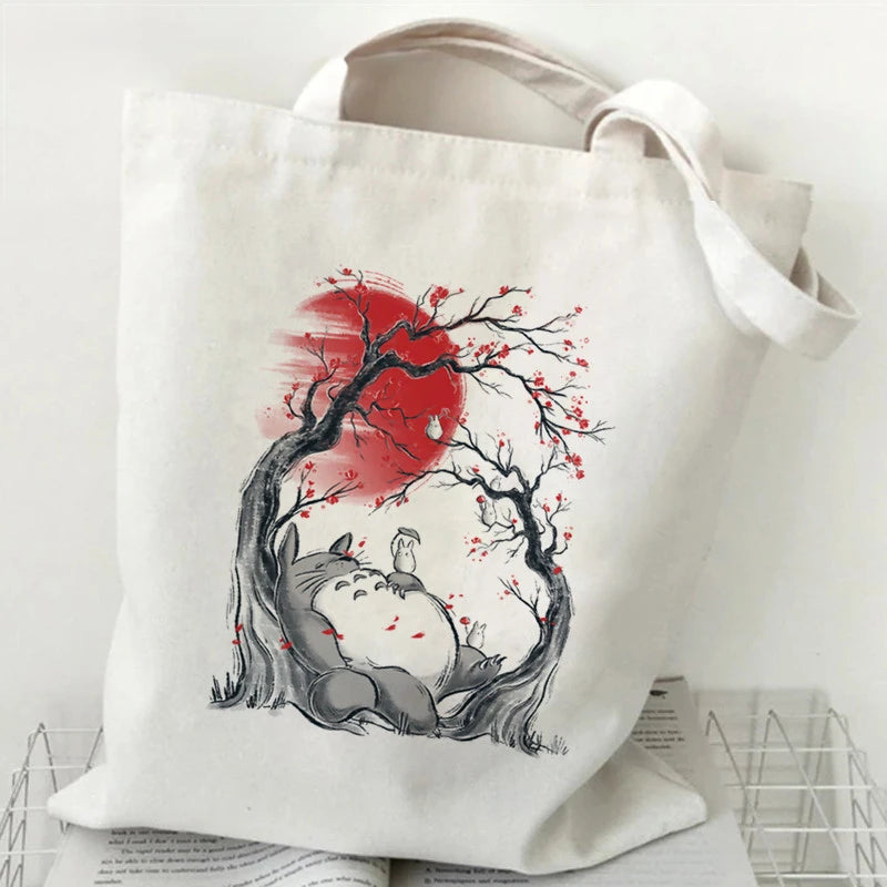 Totoro Studio Ghibli Fashion Tote Bag – Foldable Reusable Shopping Handbag, Harajuku Style Student Bag