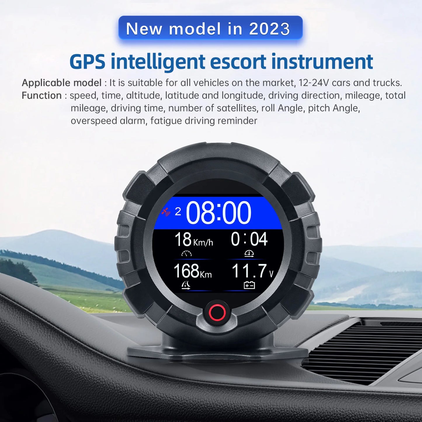 X95 Car GPS Digital Head-Up Display – Inclinometer Speedometer with Slope, Pitch, Altitude & Latitude Meter
