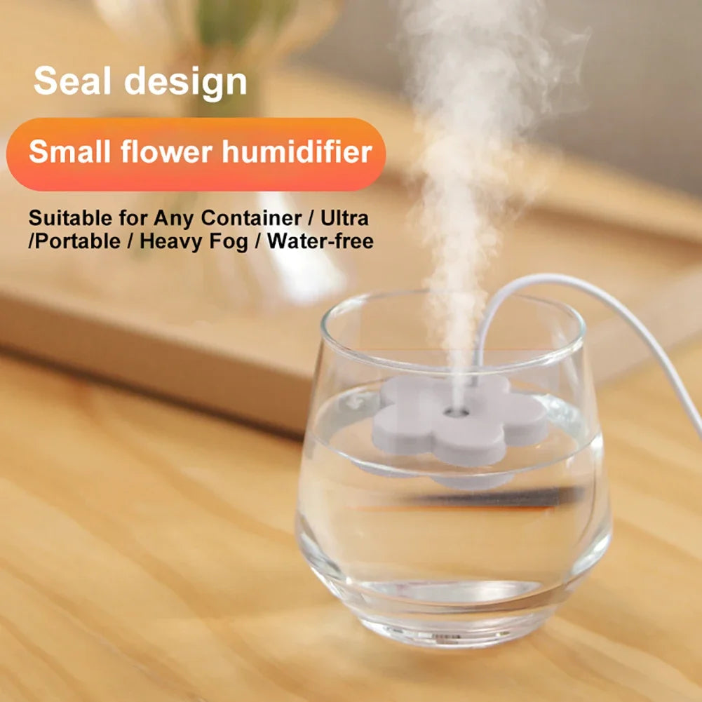 Portable Petal-Shaped Air Humidifier – Mini Ultrasonic, DC 5V 1A, Aromatherapy Diffuser for Home & Bedroom