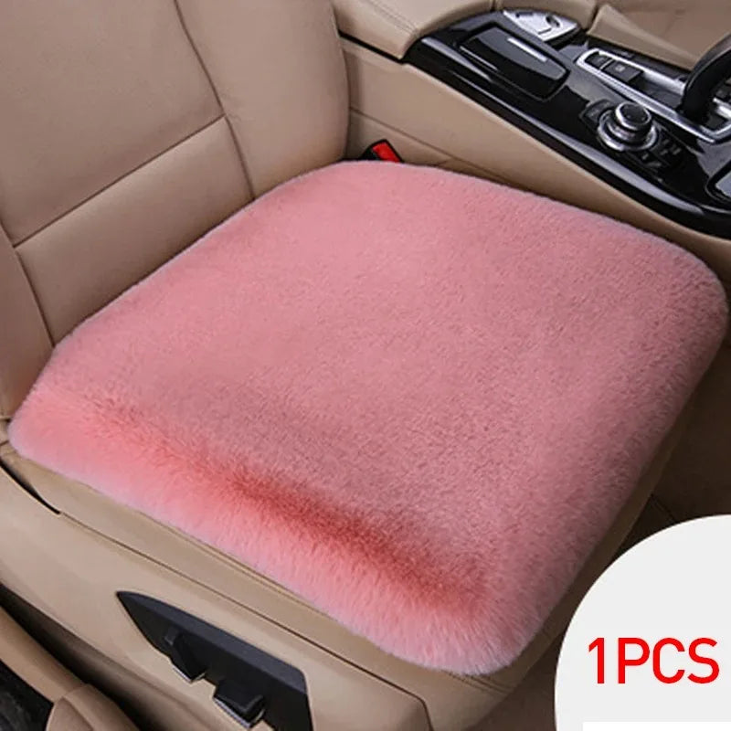 Plush Rabbit Fur Car Seat Cushion - Thick Warm Winter Driver & Passenger Seat Cover