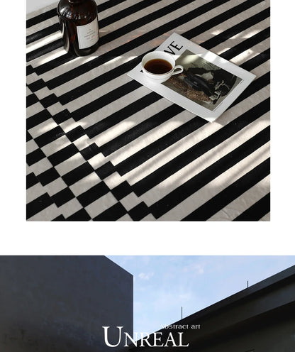 Black Stripe Plush Rug — Non-Slip Luxury Carpet for Living Room, Bedroom, Study, and Nordic Home Decor