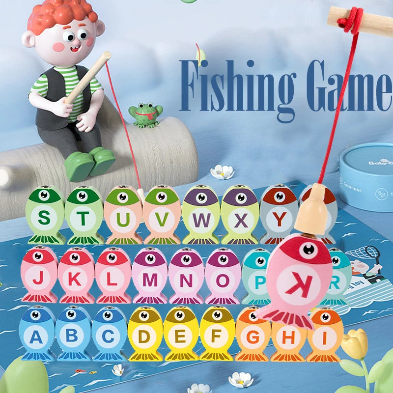 Wooden Fishing Game for Kids - Educational Alphabet & Number Learning Toy, Interactive Early Learning Gift