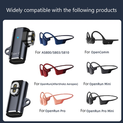Magnetic Charging Adapter for AfterShokz OpenRun/Aeropex – USB-C & iOS Compatible Charger Cable for AS800 S803