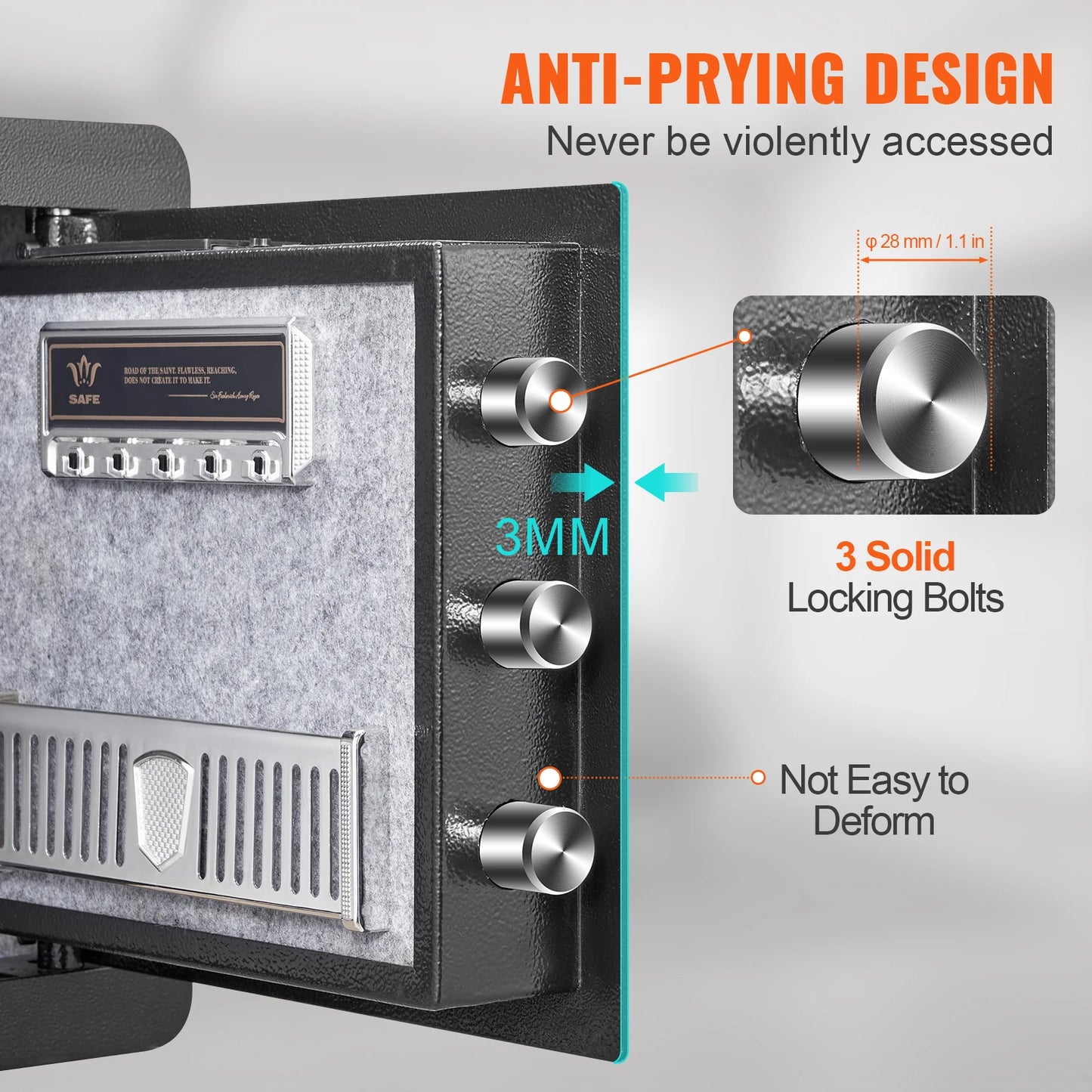 SucceBuy Electronic Safe Deposit Box — 1.2/0.5 Cubic Feet Digital Safe with Override Keys for Money, Jewelry, and Documents