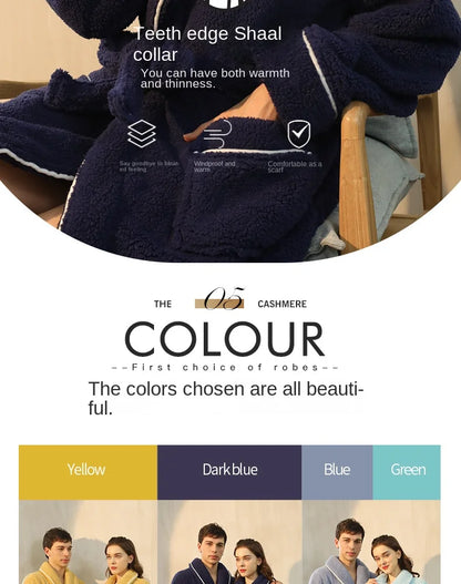 2025 Autumn Winter Cotton Robe – Thick Comfortable Large-Size Bathrobe for Men & Women, Luxury Couple Pajamas