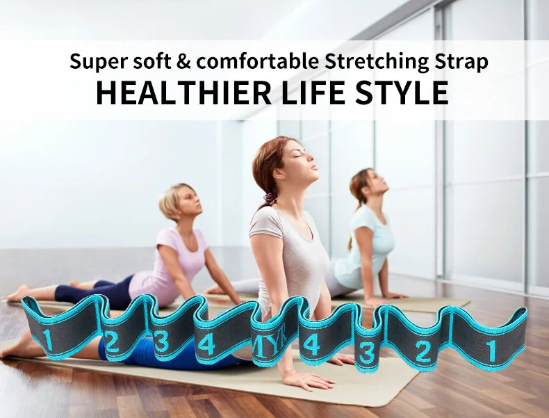 Elastic Yoga Stretching Strap with Loops – Stretch Band for Ballet, Dance, Pilates, Gymnastics, and Body Flexibility
