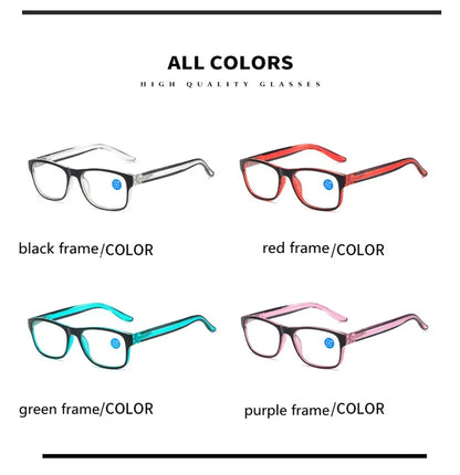 Anti Blue Light Reading Glasses – Fashion Clear Square Computer Eyewear with Spring Legs Frame for Women & Men