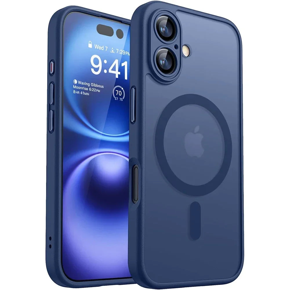 Magnetic Matte Translucent Armor Case - Shockproof Magsafe Compatible Cover for iPhone 17 16 15 14 13 12 11 Pro Max Plus