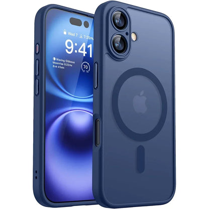 Magnetic Matte Translucent Armor Case - Shockproof Magsafe Compatible Cover for iPhone 17 16 15 14 13 12 11 Pro Max Plus