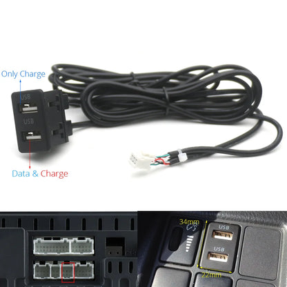 Dual USB Dashboard Mount Panel Extension Cable – 4/6 Pin Shielded Adapter for Car, Truck, Boat, Motorcycle, Android Head Unit