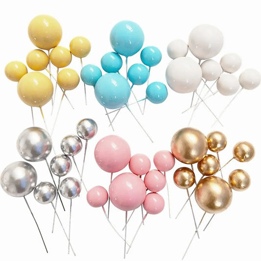 20Pcs Gold and Silver Ball Cake Toppers - Happy Birthday, DIY Cupcake Flags for Wedding, Christmas, Birthday Decorations
